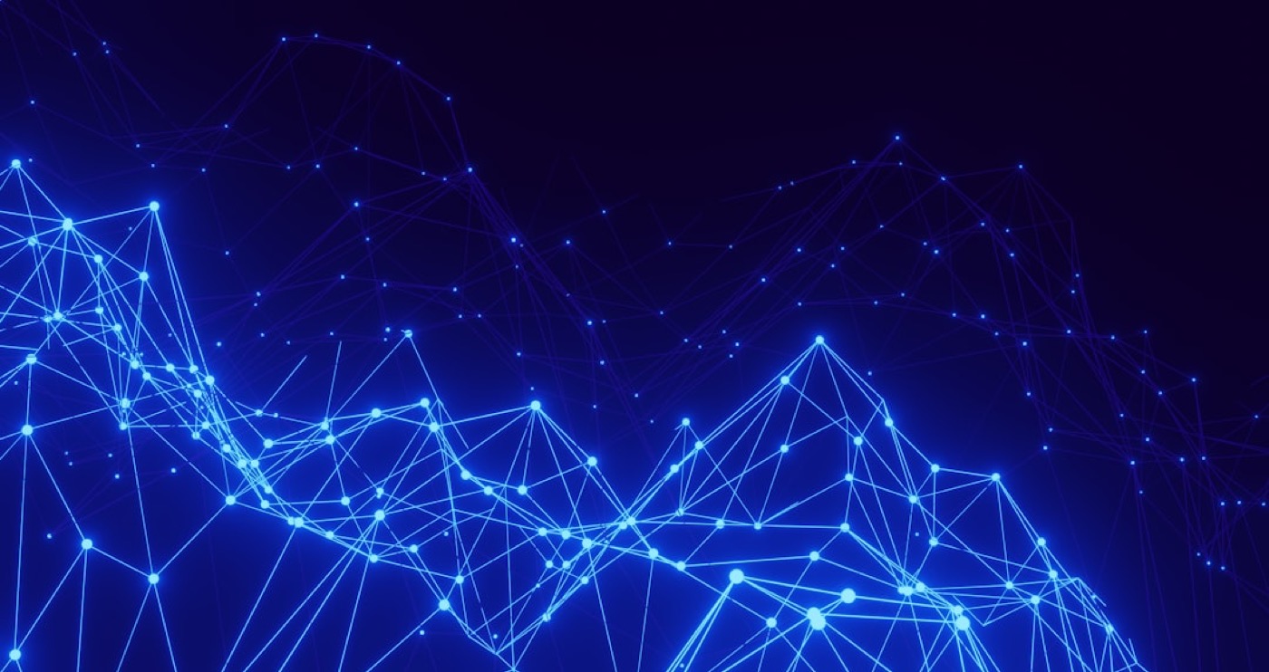 Abstract blue data network — market knowledge as machine-readable intelligence