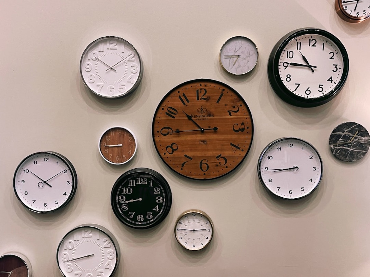 World clocks showing multiple trading session time zones